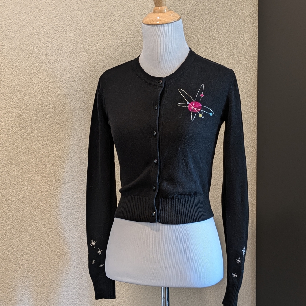 Collectif London Black Embroidered Atomic Cardigan 2XS